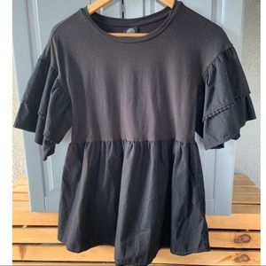 Bobeau Black Peplum Top